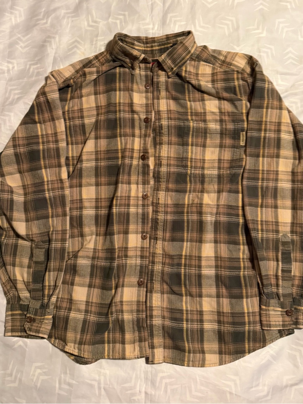 Wolverine Plaid Button-Down Shirt in Tan and Olive